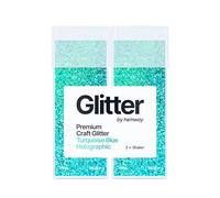 Hemway Glitter Shaker Turquoise Blue Holographic 110g x2 Pack Fine, Craft Glitter Shakers for Resin & Epoxy Crafts, Christmas Art Supplies, Nail, Body, Face, Eye, Festival, Crafting, Slime, Sparkle