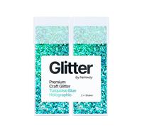 Hemway Glitter Shaker Turquoise Blue Holographic 130g x2 Pack Extra Chunky, Craft Glitter Shakers for Resin & Epoxy Crafts, Christmas Art Supplies, Nail, Body, Face, Festival, Crafting, Slime, Sparkle