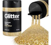 Hemway Gold Silver Glitter Shaker, 130g Microfine Glitter, Crafts 1/256" Metallic Flake Gold Silver Sequins, Resin & Epoxy Crafts, Decorating, Halloween, Christmas, Nail, Face, Art
