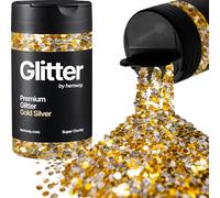 Hemway Gold Silver Glitter Shaker, 130g Super Chunky Glitter, Crafts 1/8" Metallic Flake Gold Silver Sequins, Resin & Epoxy Crafts, Decorating, Halloween, Christmas, Nail, Face, Art