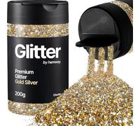 Hemway Gold Silver Glitter Shaker, 200g Chunky Glitter for Crafts | for Resin & Epoxy Crafts for Decorating, Halloween, Christmas, Nail, Face, Art