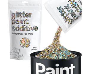 Hemway Gold Silver Holographic Glitter Paint Additive Extra Chunky 100g for Adding Sparkle to Paints & Varnish | Paint Walls Sparkly Add to Emulsion, Acrylic or Lacquer Indoor