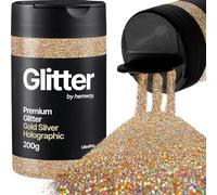 Hemway Gold Silver Holographic Glitter Shaker, 200g Ultrafine Glitter