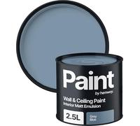 Hemway Grey Blue Paint 2.5 L, Indoor Matt Finish Wall Paint, Acrylic & Water-Based Emulsion, Quick Dry & High Coverage for the Kitchen, Bathroom & Bedroom Walls & Ceiling