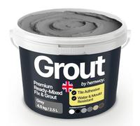 Hemway Grey Ready Mixed Grout & Fix, Wall & Tile Adhesive 4.5kg | Water-Resistant, Anti-Mould, Easy to Use & Fast-Drying, Suitable as Kitchen & Bathroom Tile Grout, Grey Grout 4.5kg / 2.5L