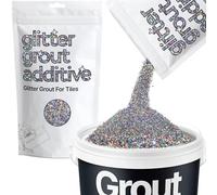 Hemway Gun Metal Grey Holographic Glitter Grout Additive 100g Metallic Flakes for Adding Sparkle to Kitchen & Bathroom Tiles | Enhance Your Indoor Grouting Projects with a Durable Sparkly Effect
