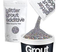 Hemway Gun Metal Grey Holographic Glitter Grout Additive Chunky 100g | for Adding Sparkle to Kitchen & Bathroom Tiles, Enhance Your Indoor Grouting Projects with a Durable Sparkly Effect