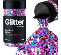 Hemway Harlequin Blue Red Purple Mix Glitter Shaker, 105g Mixed Size Glitter for Crafts Metallic Flake Sequins for Resin & Epoxy Crafts for Decorating, Halloween, Christmas, Nail, Face, Art