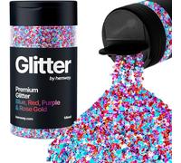 Hemway Harlequin Mix with Rose Gold Glitter Shaker, 105g Mixed Size Glitter for Crafts Metallic Flake Sequins for Resin & Epoxy Crafts for Decorating, Halloween, Christmas, Nail, Face, Art