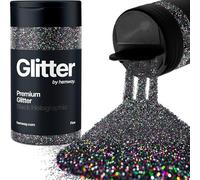Hemway Holographic Black Glitter Shaker, 130g Fine Glitter, Crafts 1/64" Metallic Flake Black Sequins, Resin & Epoxy Crafts, Decorating, Halloween, Christmas, Nail, Face