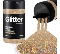 Hemway Holographic Gold Silver Glitter Shaker, 130g Ultrafine Glitter