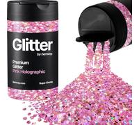 Hemway Holographic Pink Glitter Shaker, 130g Super Chunky Glitter, Crafts 1/8" Metallic Flake Pink Sequins, Resin & Epoxy Crafts, Decorating, Halloween, Christmas, Nail, Face