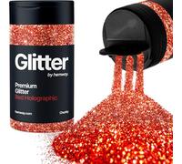 Hemway Holographic Red Glitter Shaker, 130g Chunky Glitter, Crafts 1/40" Metallic Flake Red Sequins, Resin & Epoxy Crafts, Decorating, Halloween, Christmas, Nail, Face
