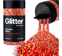 Hemway Holographic Red Glitter Shaker, 130g Extra Chunky Glitter, Crafts 1/24" Metallic Flake Red Sequins, Resin & Epoxy Crafts, Decorating, Halloween, Christmas, Nail, Face