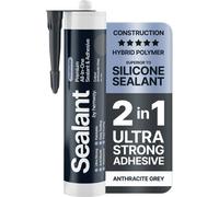 Hemway Hybrid Polymer Sealant & Adhesive Anthracite Grey Waterproof Anti Mould Shower Bath Construction All-In-One - 1 Pack