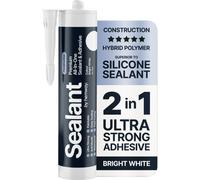 Hemway Hybrid Polymer Sealant & Adhesive Bright White Waterproof Anti Mould Shower Bath Construction All-In-One - 1 Pack