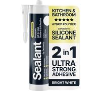 Hemway Hybrid Polymer Sealant & Adhesive Bright White Waterproof Anti Mould Shower Bath Kitchen Bathroom All-In-One - 1 Pack