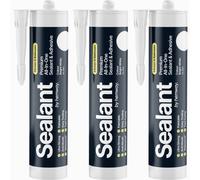 Hemway Hybrid Polymer Sealant & Adhesive Bright White Waterproof Anti Mould Shower Bath Kitchen Bathroom All-In-One - 3 Pack