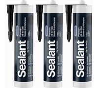 Hemway Hybrid Polymer Sealant & Adhesive Jet Black Waterproof Anti Mould Shower Bath Construction All-In-One - 3 Pack