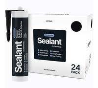 Hemway - Construction All-In-One Hybrid Polymer Sealant & Adhesive - Jet Black | Anti-Mould, Waterproof & Paintable | 300 ml (24 Pack)