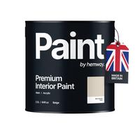 Hemway Interior Paint Matt Acrylic Beige 2.5L Tin Durable Emulsion Walls Ceilings Kitchen Bathroom All Rooms