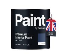 Hemway Interior Paint Matt Acrylic Blueberry Blue 2.5L Tin Durable Emulsion Walls Ceilings Kitchen Bathroom All Rooms