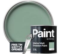 Hemway Interior Paint Matt Acrylic Chartwell Green 2.5L Tin Durable Emulsion Walls Ceilings Kitchen Bathroom All Rooms