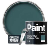 Hemway Interior Paint Matt Acrylic Dark Teal Blue 2.5L Tin Durable Emulsion Walls Ceilings Kitchen Bathroom All Rooms