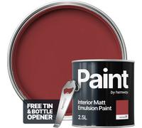 Hemway Interior Paint Matt Acrylic Deep Terracotta Red 2.5L Tin Durable Emulsion Walls Ceilings Kitchen Bathroom All Rooms