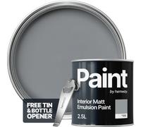 Hemway Interior Paint Matt Acrylic Lead Grey 2.5L Tin Durable Emulsion Walls Ceilings Kitchen Bathroom All Rooms