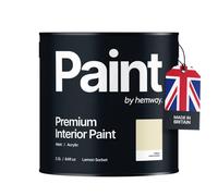Hemway Interior Paint Matt Acrylic Lemon Sorbet Yellow 2.5L Tin Durable Emulsion Walls Ceilings Kitchen Bathroom All Rooms