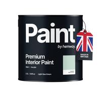 Hemway Interior Paint Matt Acrylic Light Sea Green 2.5L Tin Durable Emulsion Walls Ceilings Kitchen Bathroom All Rooms