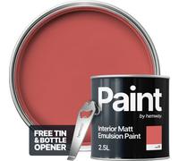 Hemway Interior Paint Matt Acrylic Lobster Red 2.5L Tin Durable Emulsion Walls Ceilings Kitchen Bathroom All Rooms