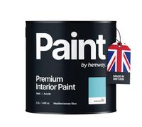 Hemway Interior Paint Matt Acrylic Mediterranean Blue 2.5L Tin Durable Emulsion Walls Ceilings Kitchen Bathroom All Rooms