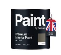 Hemway Interior Paint Matt Acrylic Military Green 2.5L Tin Durable Emulsion Walls Ceilings Kitchen Bathroom All Rooms
