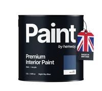 Hemway Interior Paint Matt Acrylic Night Sky Blue 2.5L Tin Durable Emulsion Walls Ceilings Kitchen Bathroom All Rooms