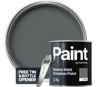 Hemway Interior Paint Matt Acrylic Old Stone Grey 2.5L Tin Durable Emulsion Walls Ceilings Kitchen Bathroom All Rooms