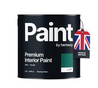 Hemway Interior Paint Matt Acrylic Racing Green 2.5L Tin Durable Emulsion Walls Ceilings Kitchen Bathroom All Rooms