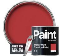 Hemway Interior Paint Matt Acrylic Ruby Red 2.5L Tin Durable Emulsion Walls Ceilings Kitchen Bathroom All Rooms