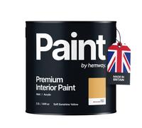 Hemway Interior Paint Matt Acrylic Soft Sunshine Yellow 2.5L Tin Durable Emulsion Walls Ceilings Kitchen Bathroom All Rooms