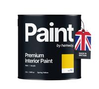 Hemway Interior Paint Matt Acrylic Spring Yellow 2.5L Tin Durable Emulsion Walls Ceilings Kitchen Bathroom All Rooms