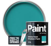 Hemway Interior Paint Matt Acrylic Tropical Blue 2.5L Tin Durable Emulsion Walls Ceilings Kitchen Bathroom All Rooms