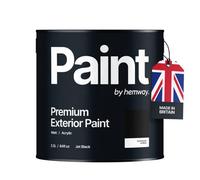 Hemway Jet Black Exterior Matt Acrylic Paint 2.5L Tin Durable Emulsion Outdoor British-Made Wood, Masonry, Shed, Fence