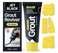 Hemway Jet Black Grout Reviver Kit, Ready Mixed Grout Repair 400G / 210Ml With 4 Piece Profiling Tool Kit, Wall Tile Adhesive