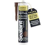 Hemway Kitchen & Bathroom Nut Brown Sealant & Adhesive 300ml 1 Pack | Hybrid Polymer, Superior to Bathroom Silicone Sealant, Waterproof, Odourless, Anti-Mould, Ideal For Around Bath & Shower