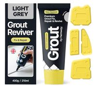 Hemway Light Grey Grout Reviver Kit 400g with 4 Piece Profiling Tool Kit | Ready Mixed Grout Repair 400g / 210ml, Wall & Floor Tile Adhesive, Kitchen Bathroom Shower, Anti-Mould, Fast Drying