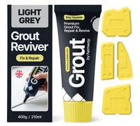 Hemway Light Grey Grout Reviver Kit, Ready Mixed Grout Repair 400G / 210Ml With 4 Piece Profiling Tool Kit, Wall Tile Adhesive