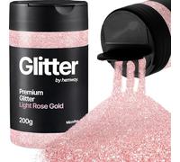 Hemway Light Rose Gold Glitter Shaker, 200g Microfine Glitter for Crafts | for Resin & Epoxy Crafts for Decorating, Halloween, Christmas, Nail, Face, Art