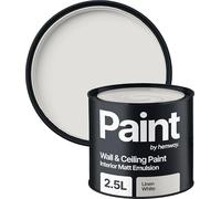 Hemway Linen White Paint 2.5 L, Indoor Matt Finish Wall Paint, Acrylic & Water-Based Emulsion, Quick Dry & High Coverage for the Kitchen, Bathroom & Bedroom Walls & Ceiling