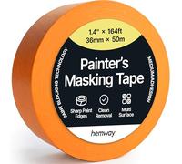 Hemway Masking Tape for Painting, Pack of 1, Orange 50m x 3.6cm Wide | Painters Tape with Blocking Technology for Sharp Lines & No Paint Bleed, Decorating Tools Artists Decorators DIY